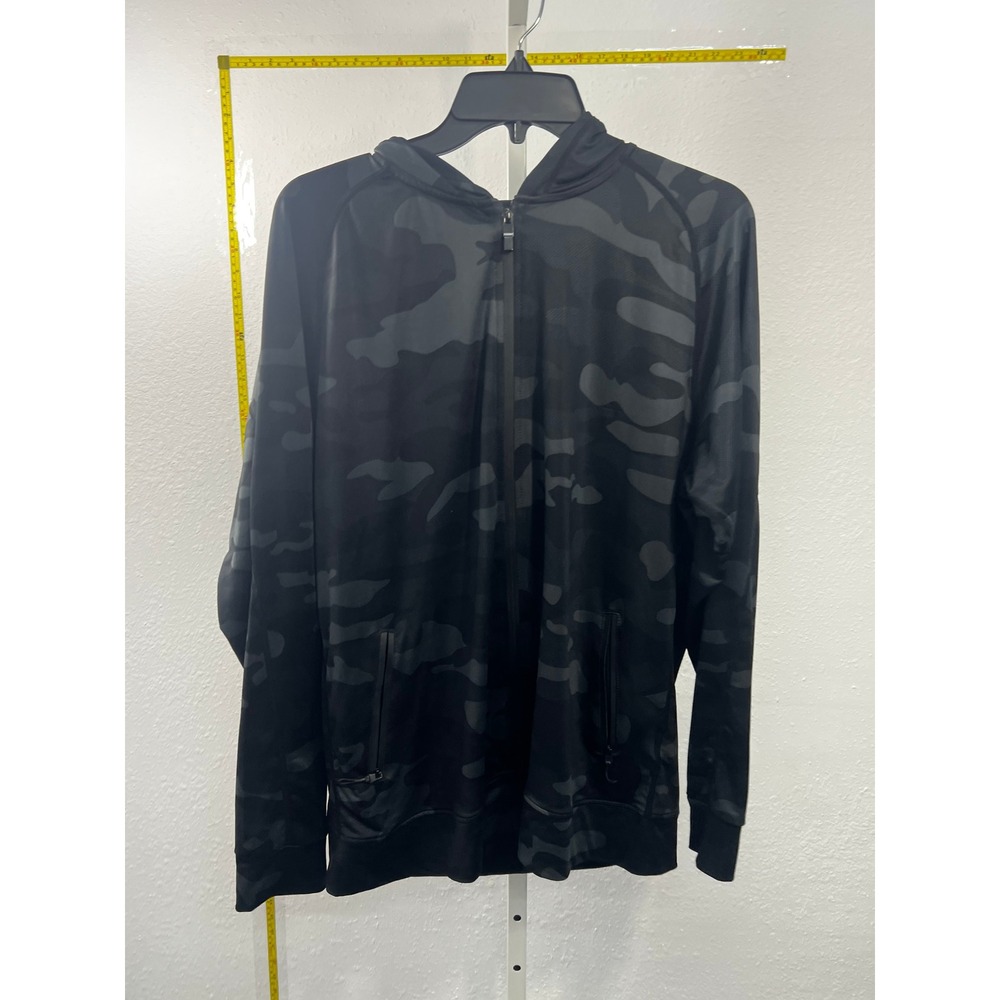 Sport Men 2XL Black Camo Full Zip Hoodie‎ Lightweight Performance Jacket Camo